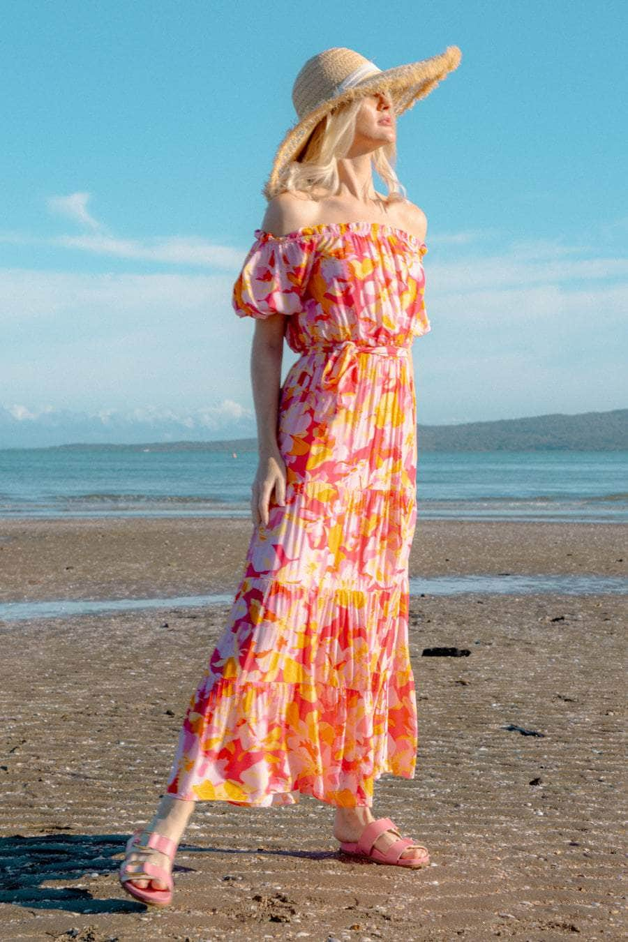 orange floral maxi