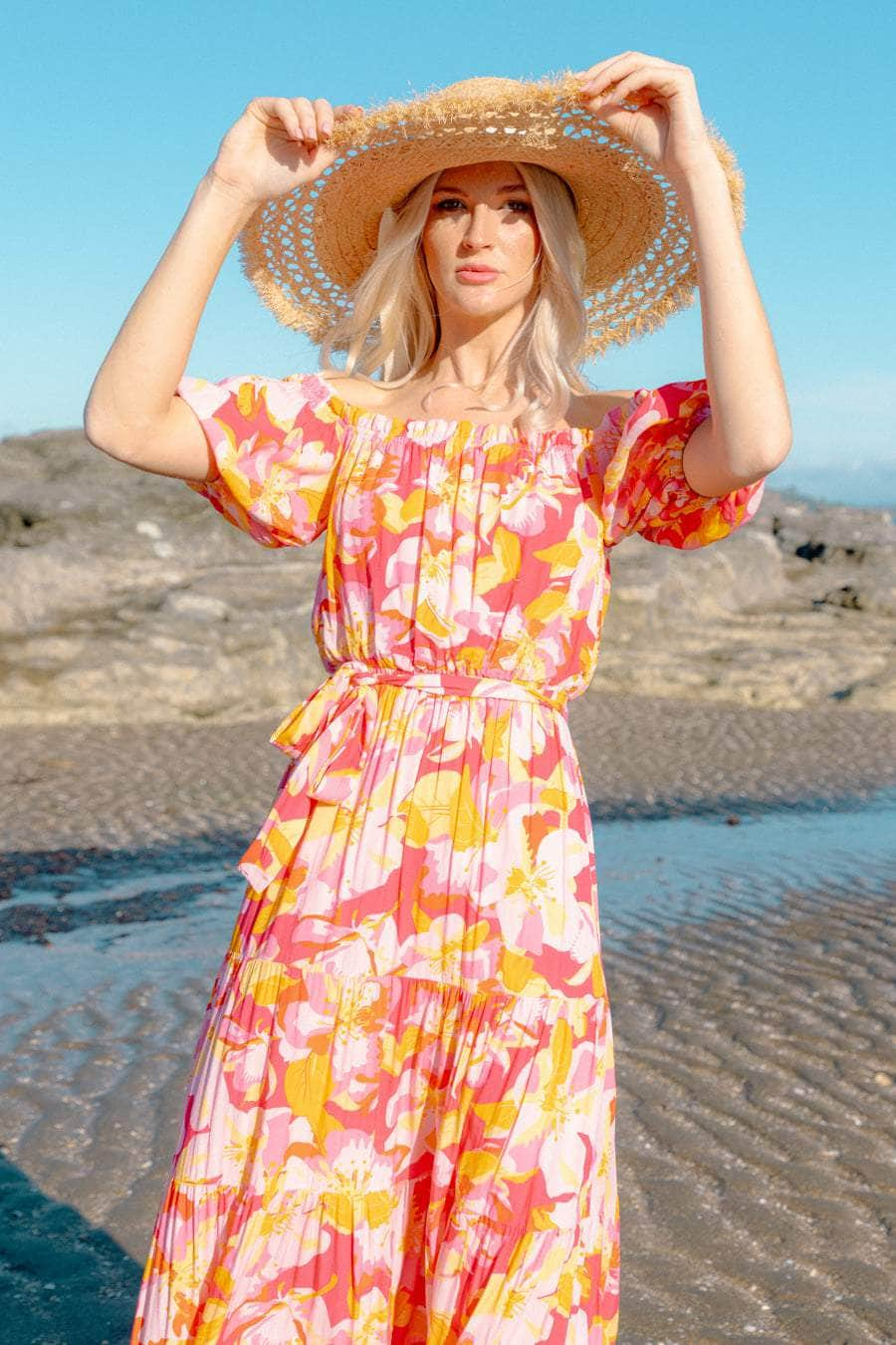 orange floral maxi