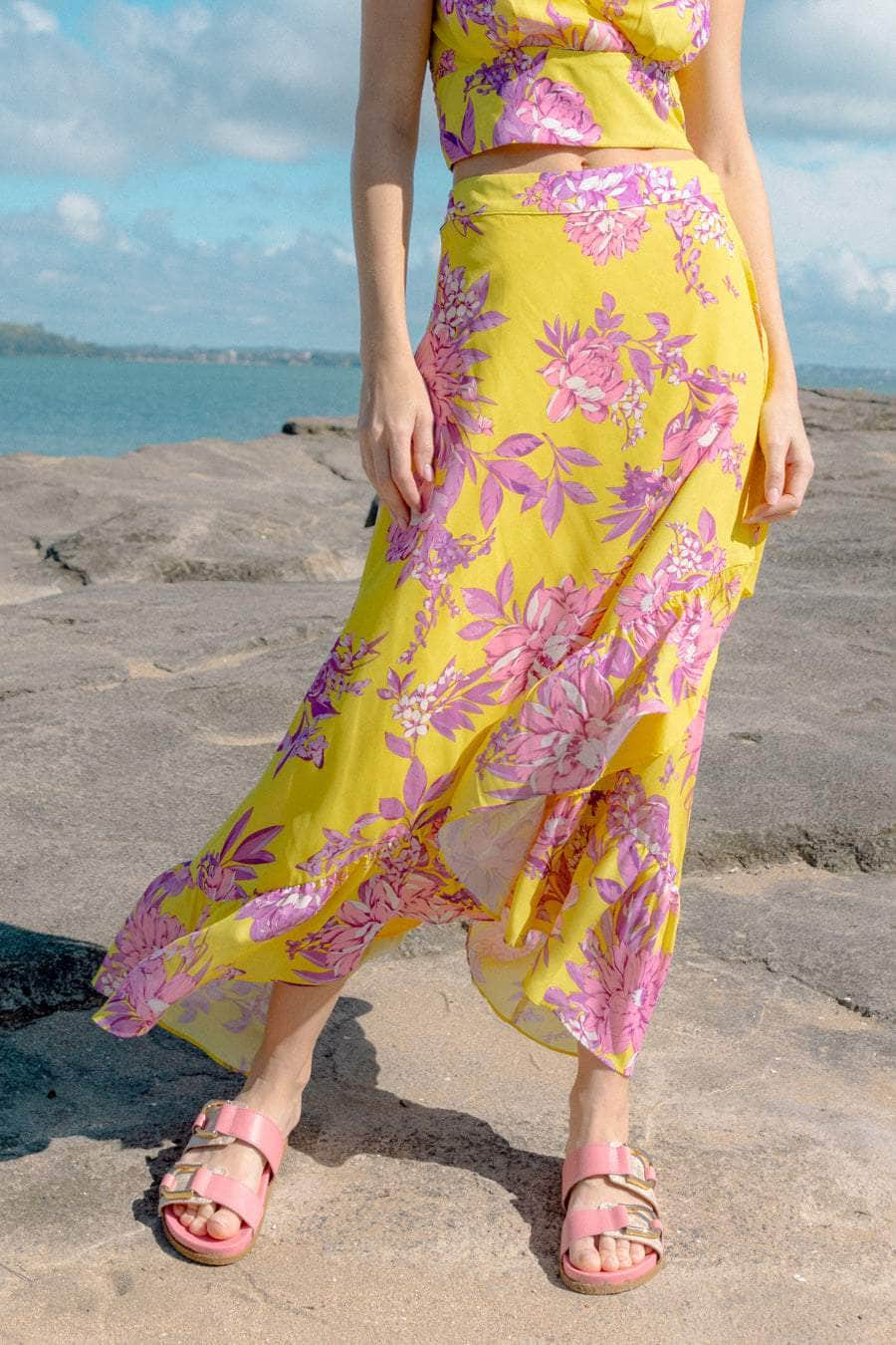 Floral wrap skirt best sale