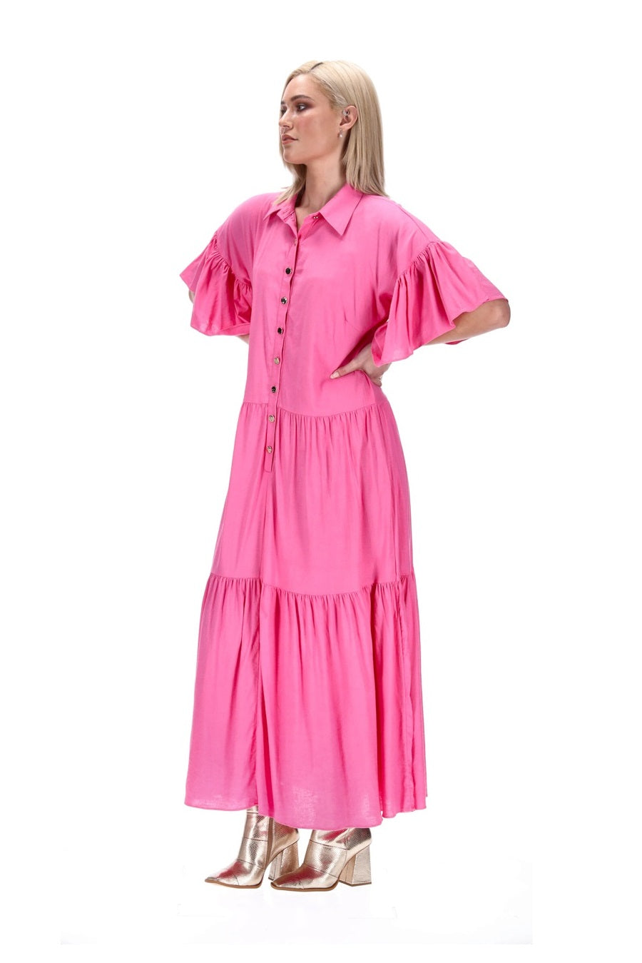 drop shoulder pink maxi