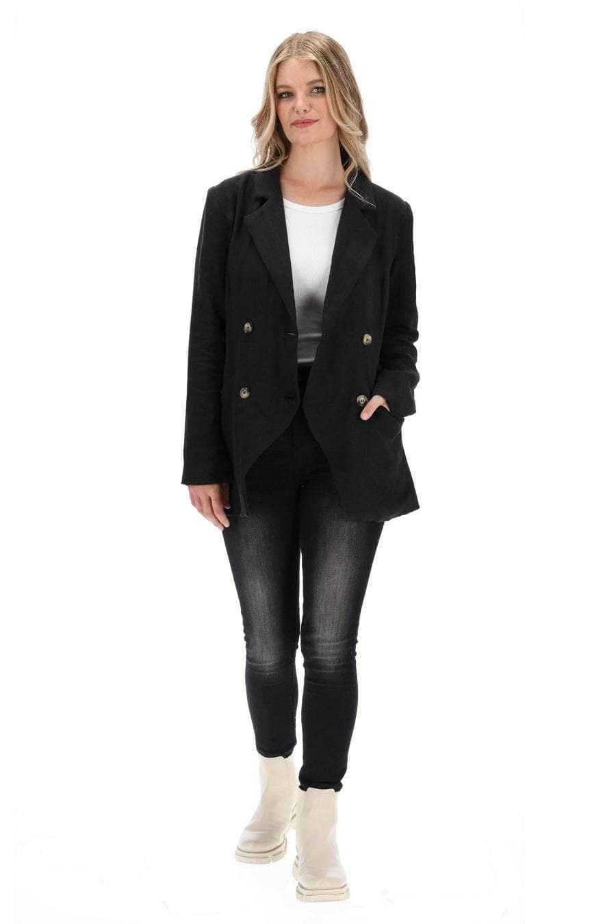 Asta Blazer Black Linen