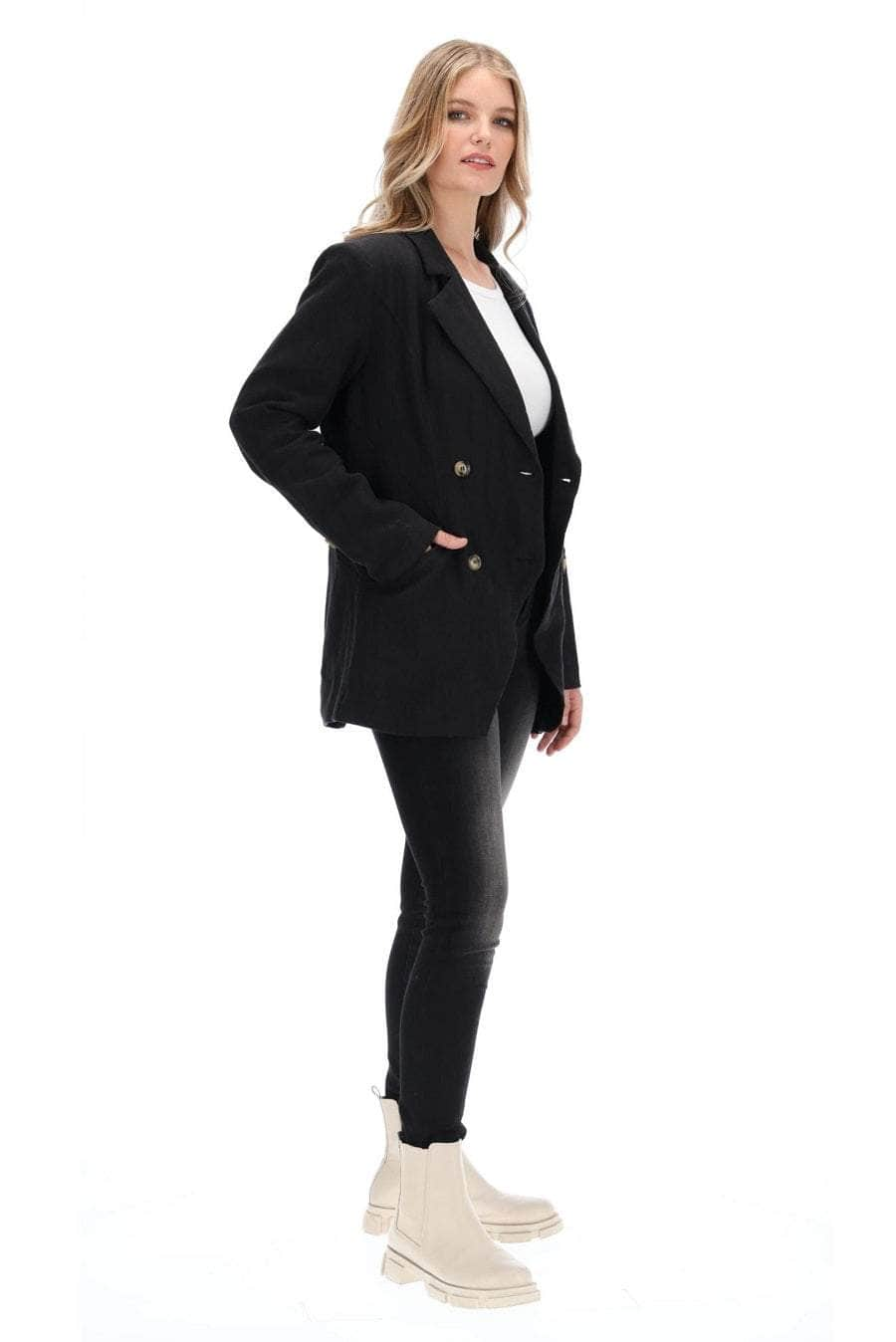 Asta Blazer Black Linen