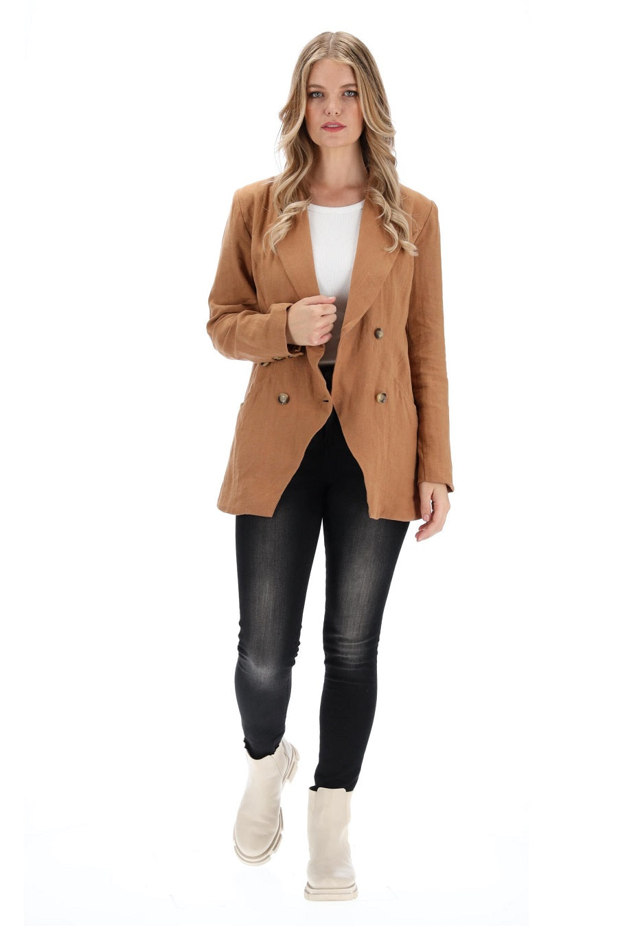 Asta Blazer Caramel Linen