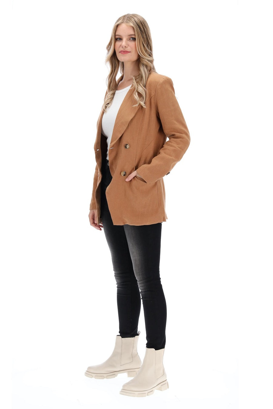 Asta Blazer Caramel Linen