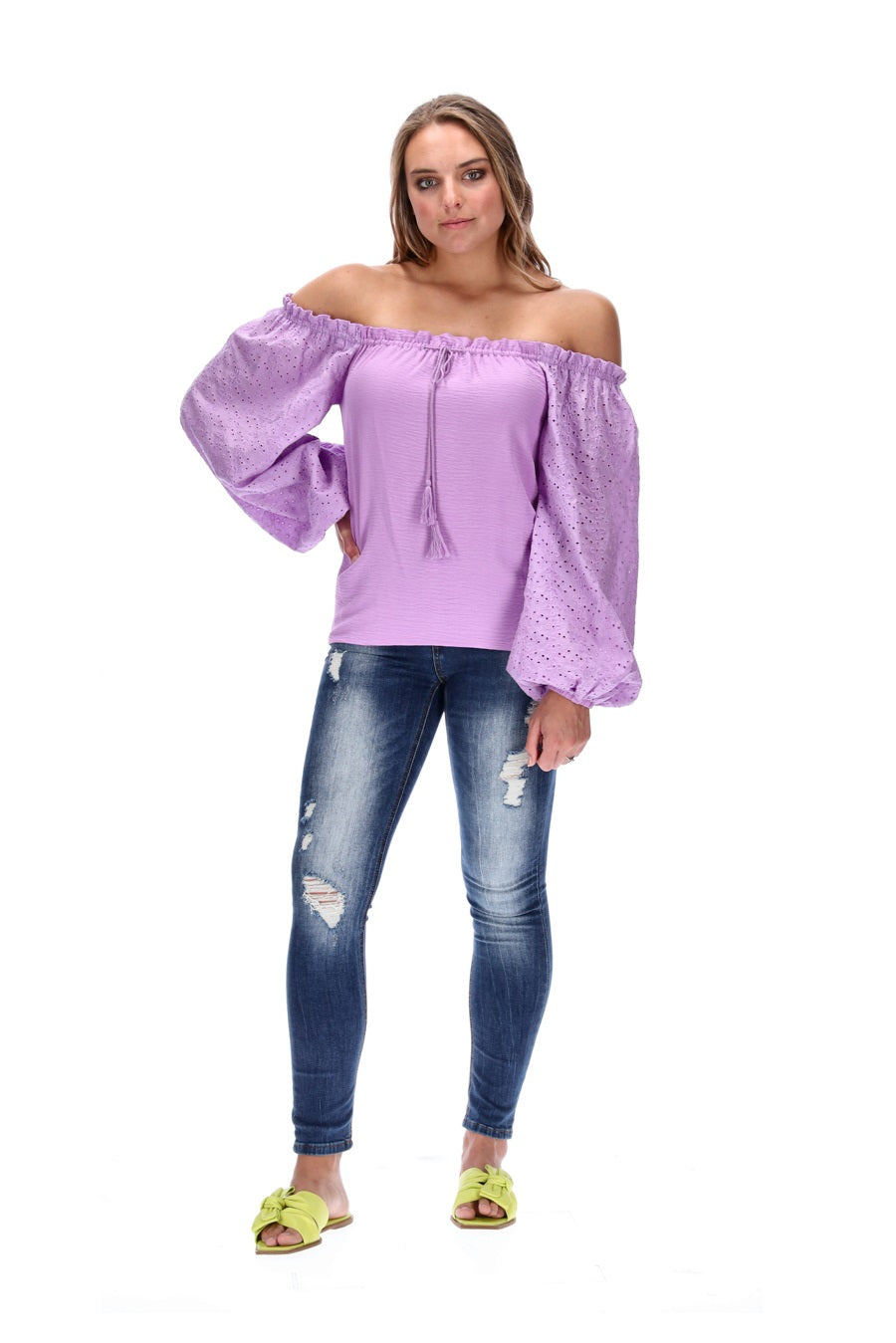 lilac off shoulder top