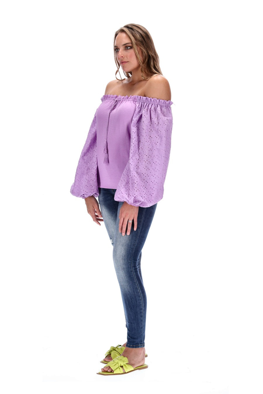 lilac off shoulder top