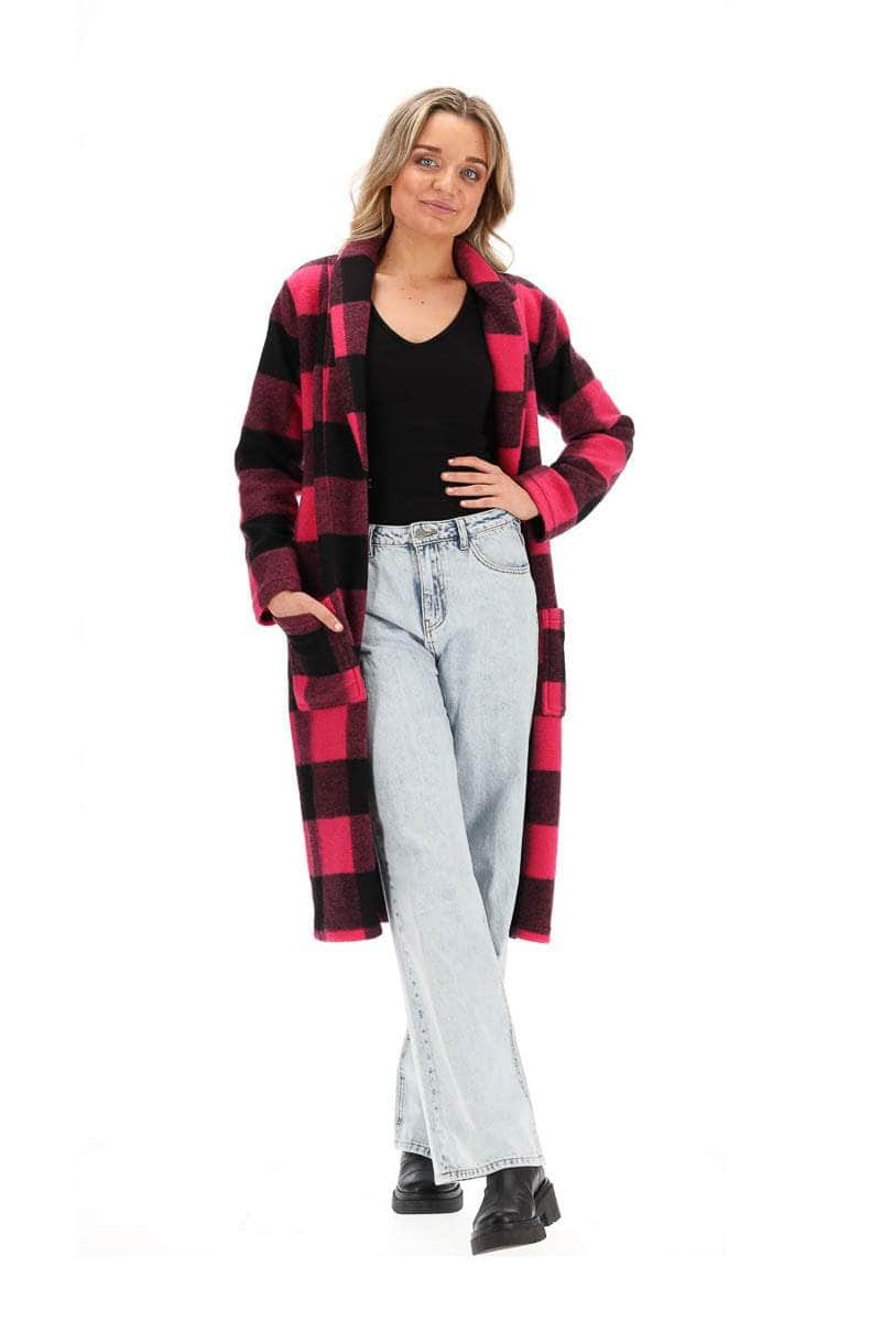 Buy Bree Cardigan Pink Black Check by Charlo online Augustine