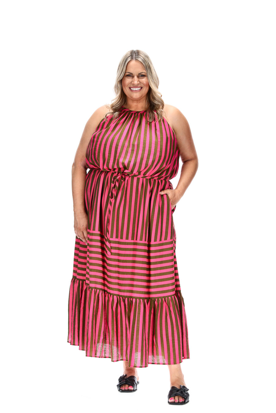 plus size stripe maxi