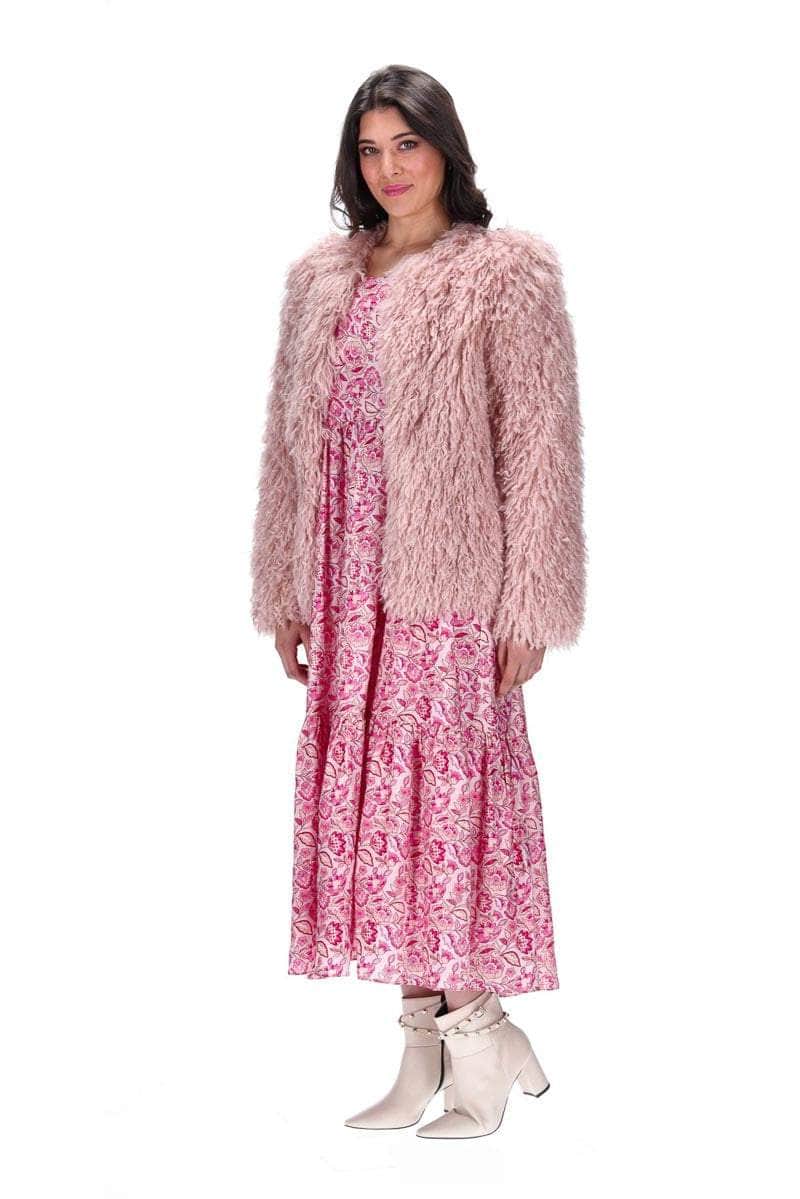 Buy Evelyn Faux Fur Jacket Blush by Augustine online Augustine