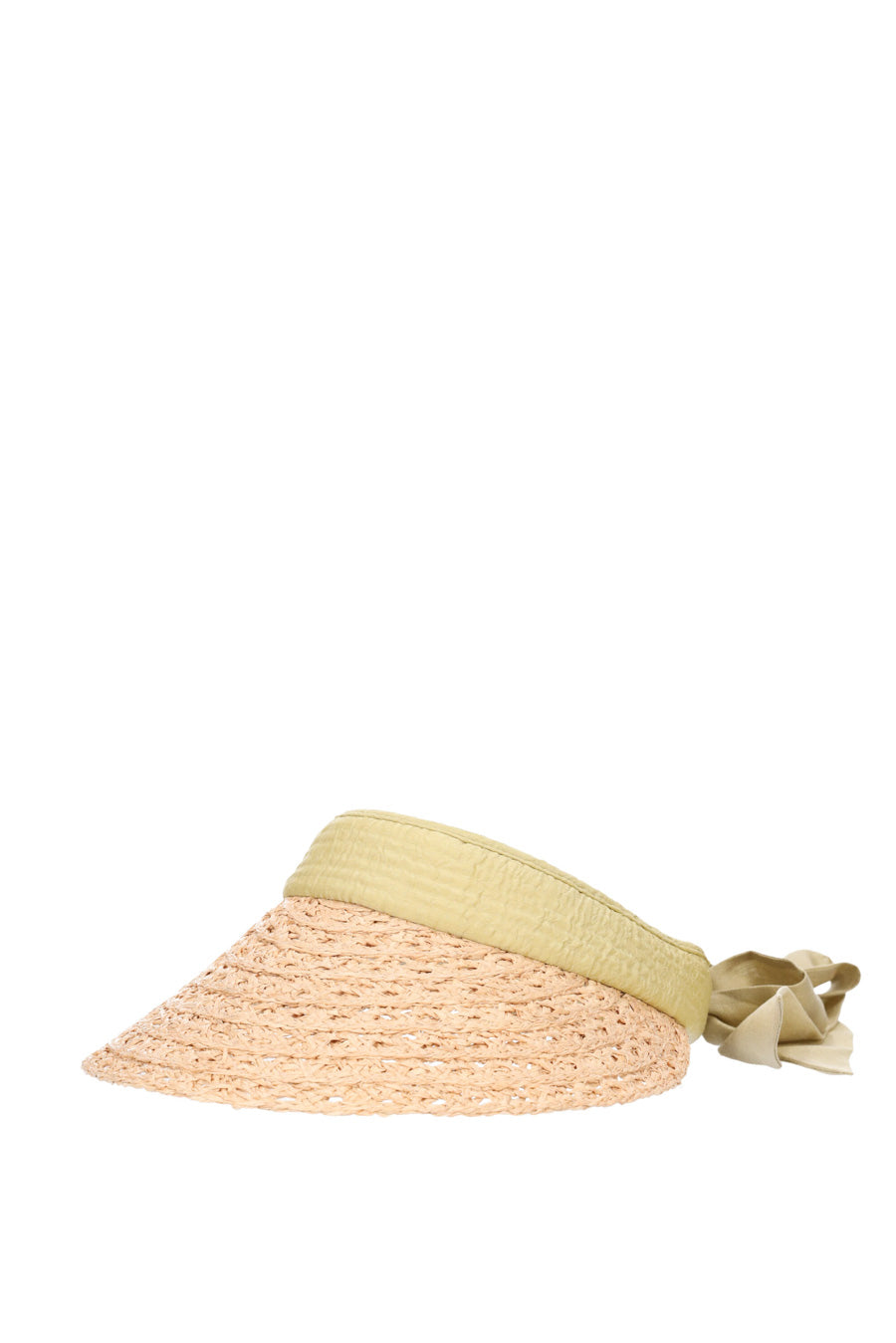 woven tan visor with green trim