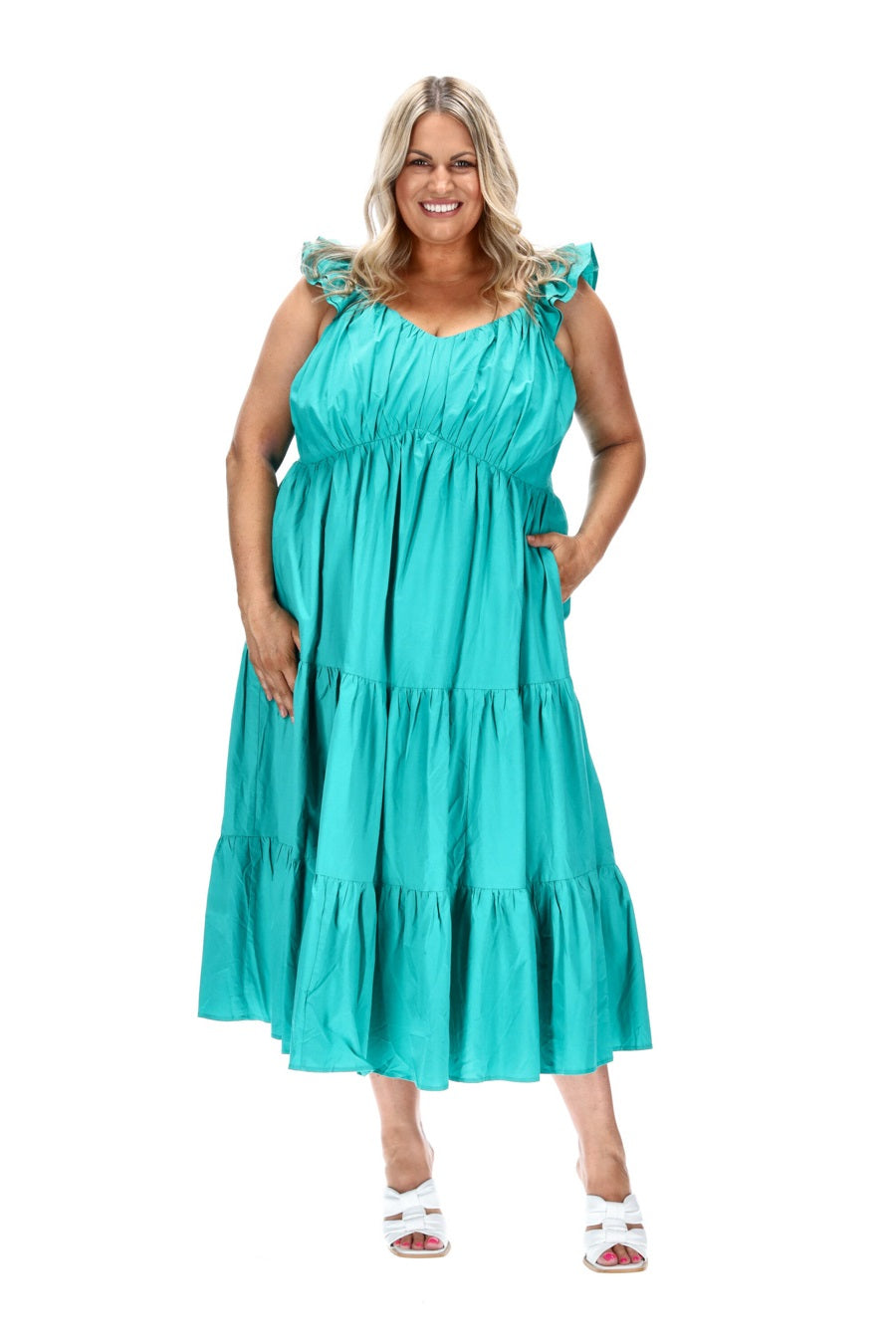 plus size teal midi dress