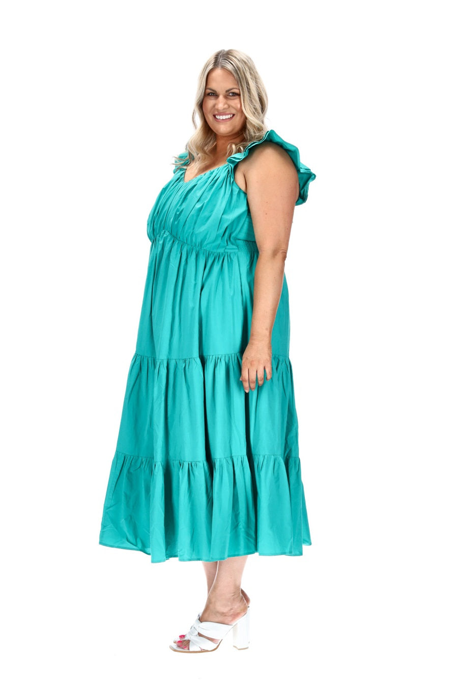 plus size teal midi dress