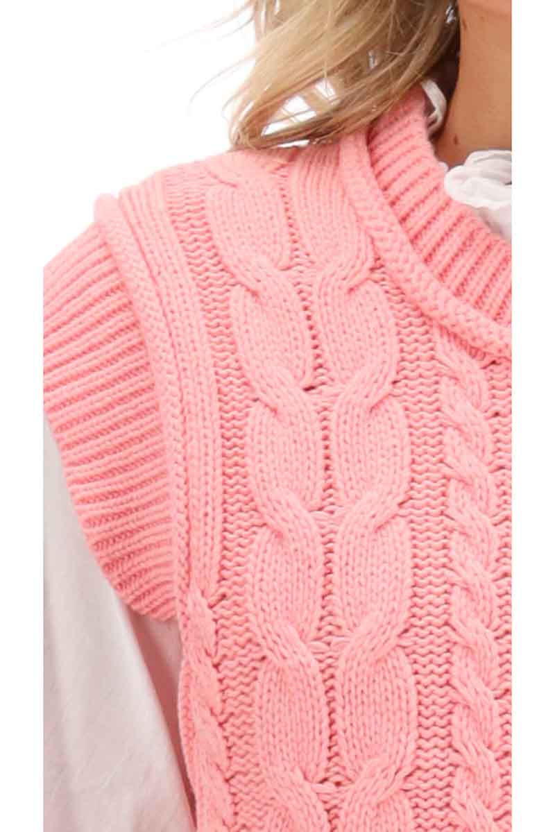 Kyla Cotton Knitted Vest Coral