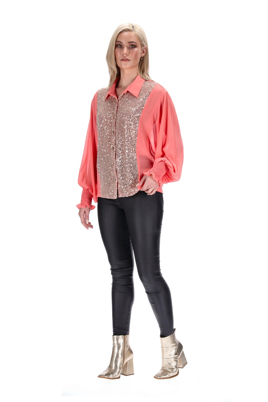 chiffon sequin shirt