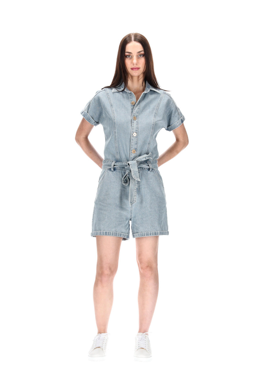 Bright Blue Jersey Button Front Playsuit | New Look