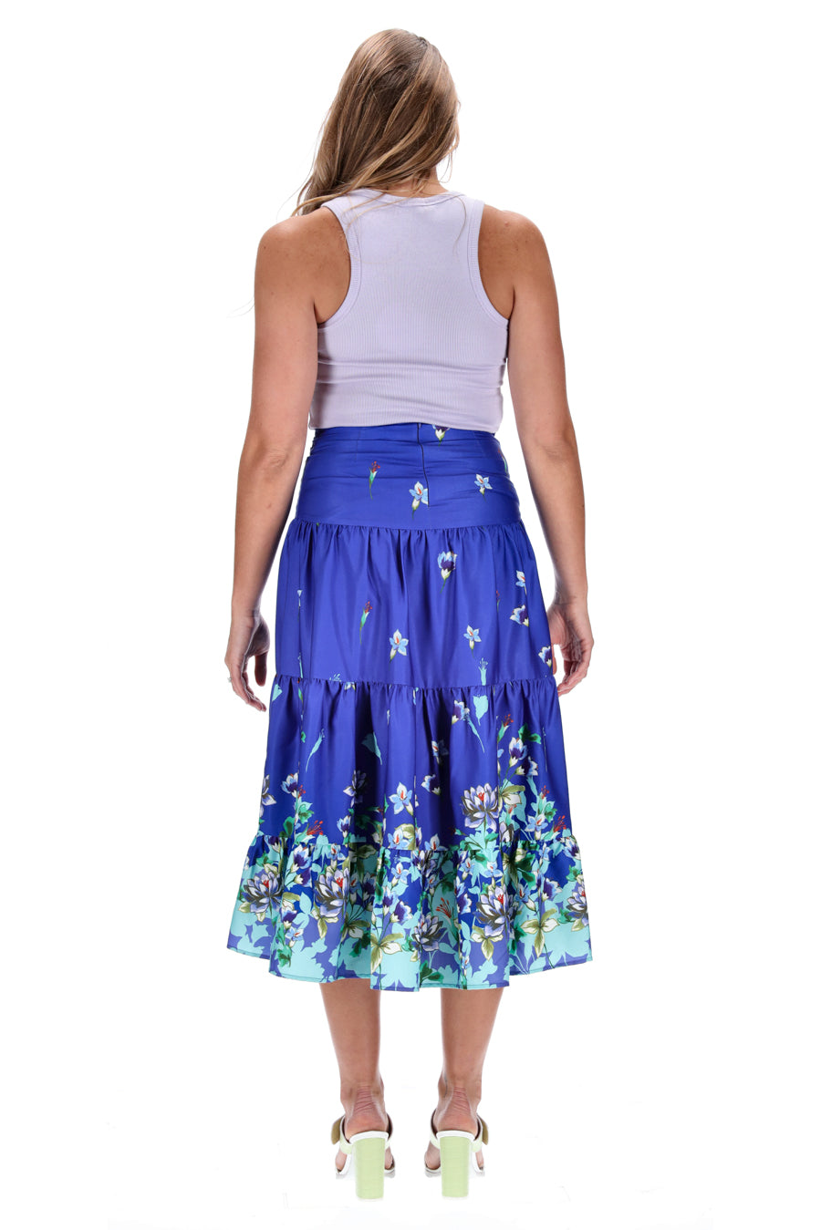 dark blue midi skirt