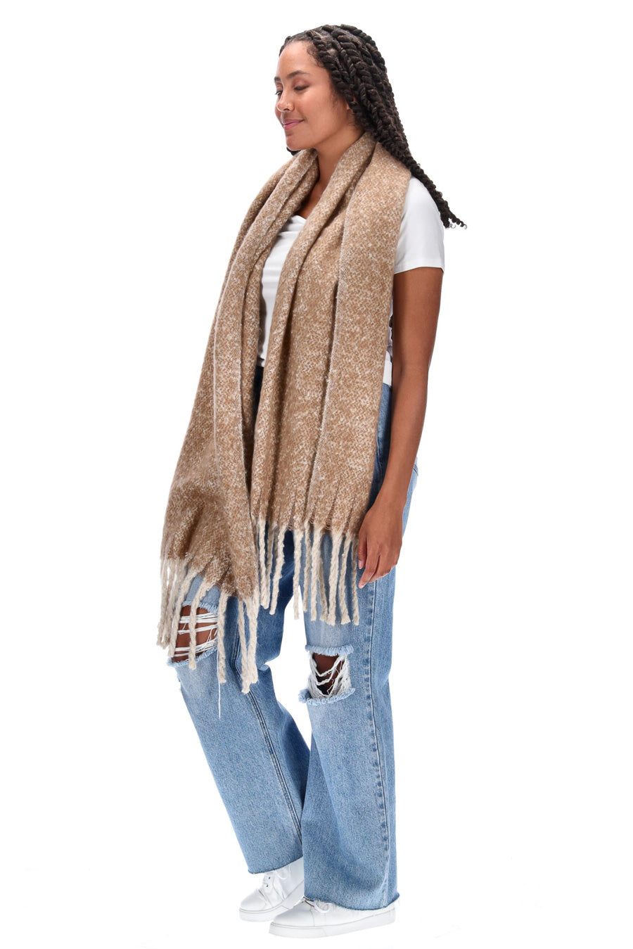 Tassel Scarf Beige Marle