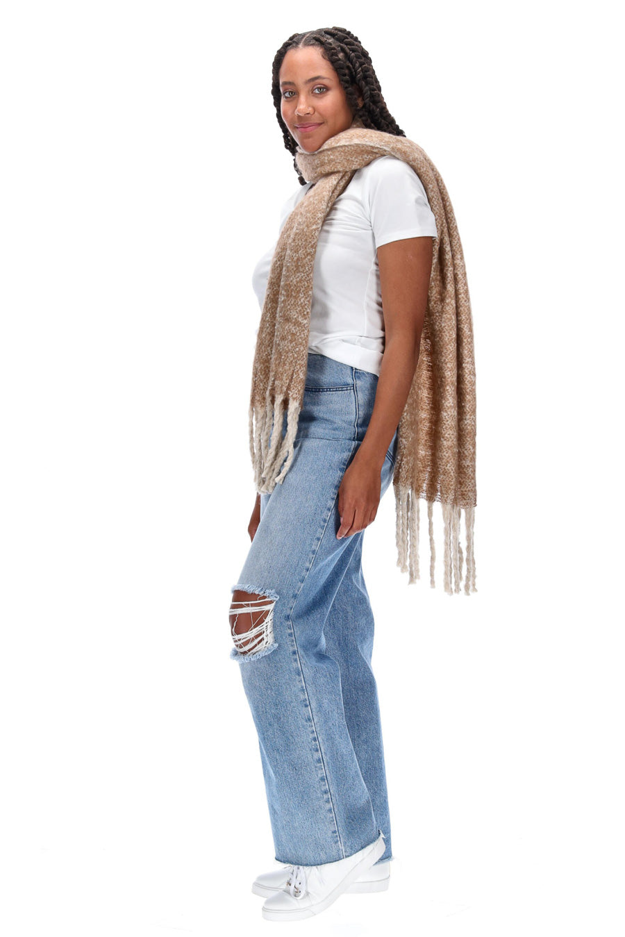 Tassel Scarf Beige Marle