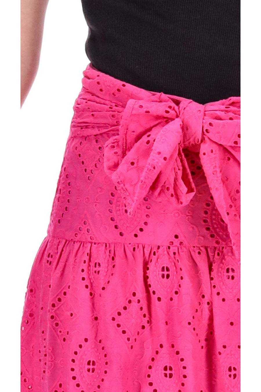 hot pink midi skirt