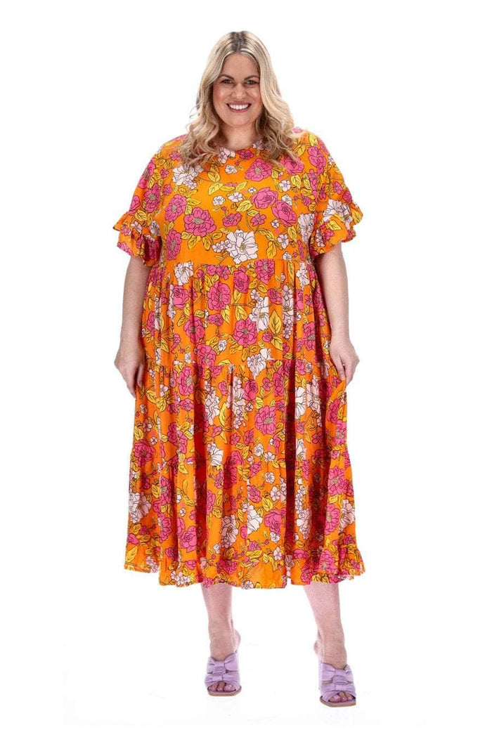 floral bias-cut dress plus size