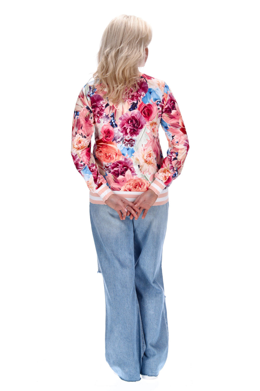 Floral Print Fleece Bomber Jacket