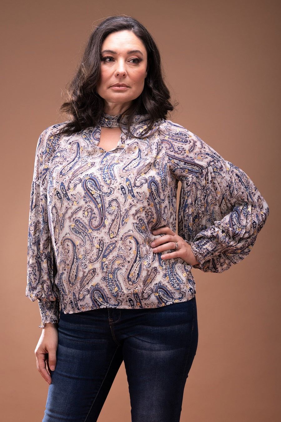 cream paisley blouse