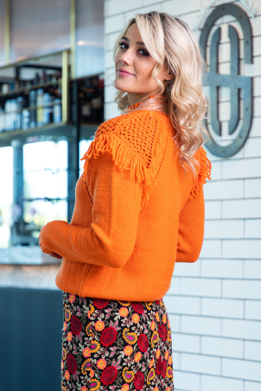 knit top orange