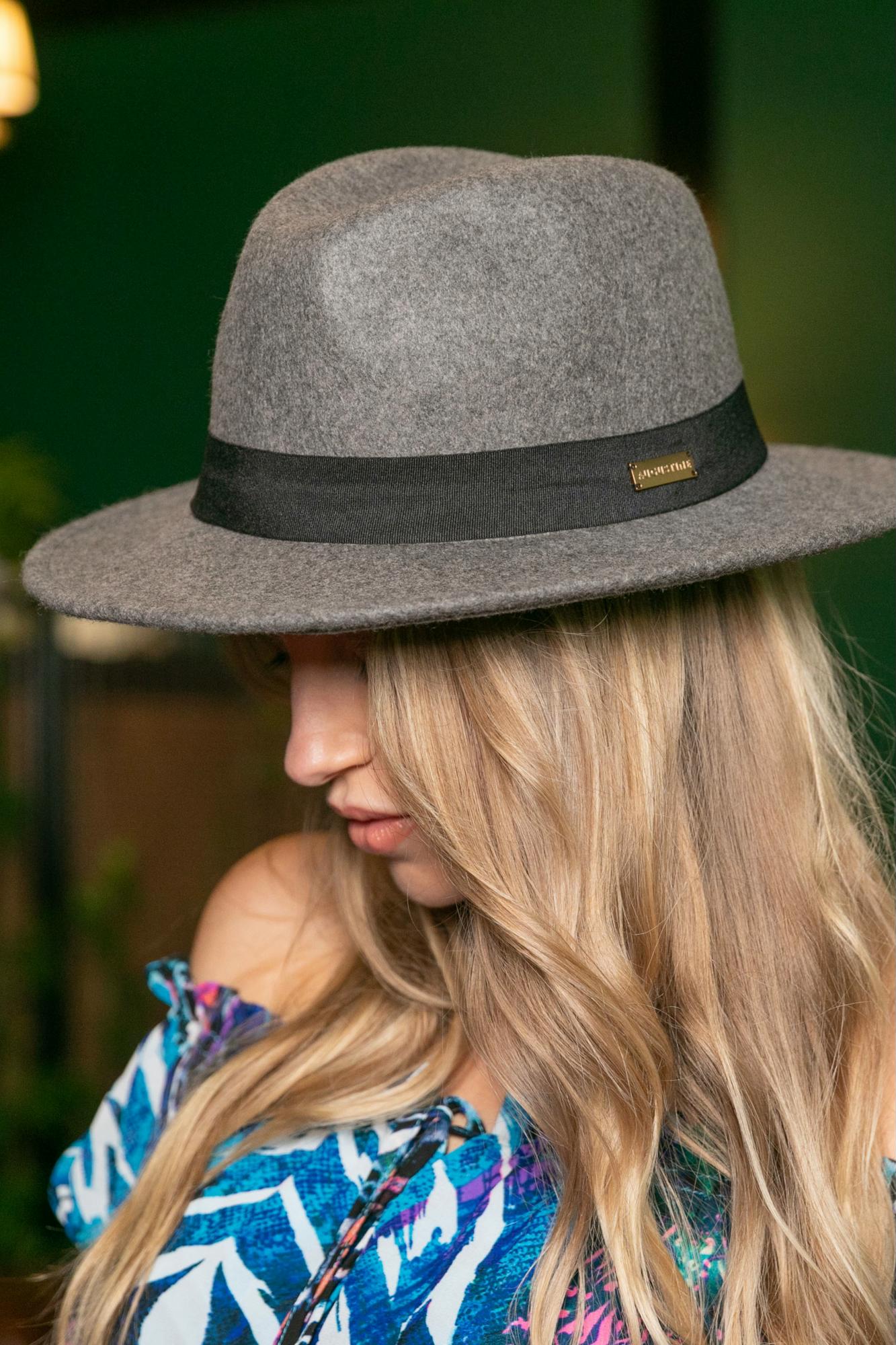 dark grey womens fedora hat