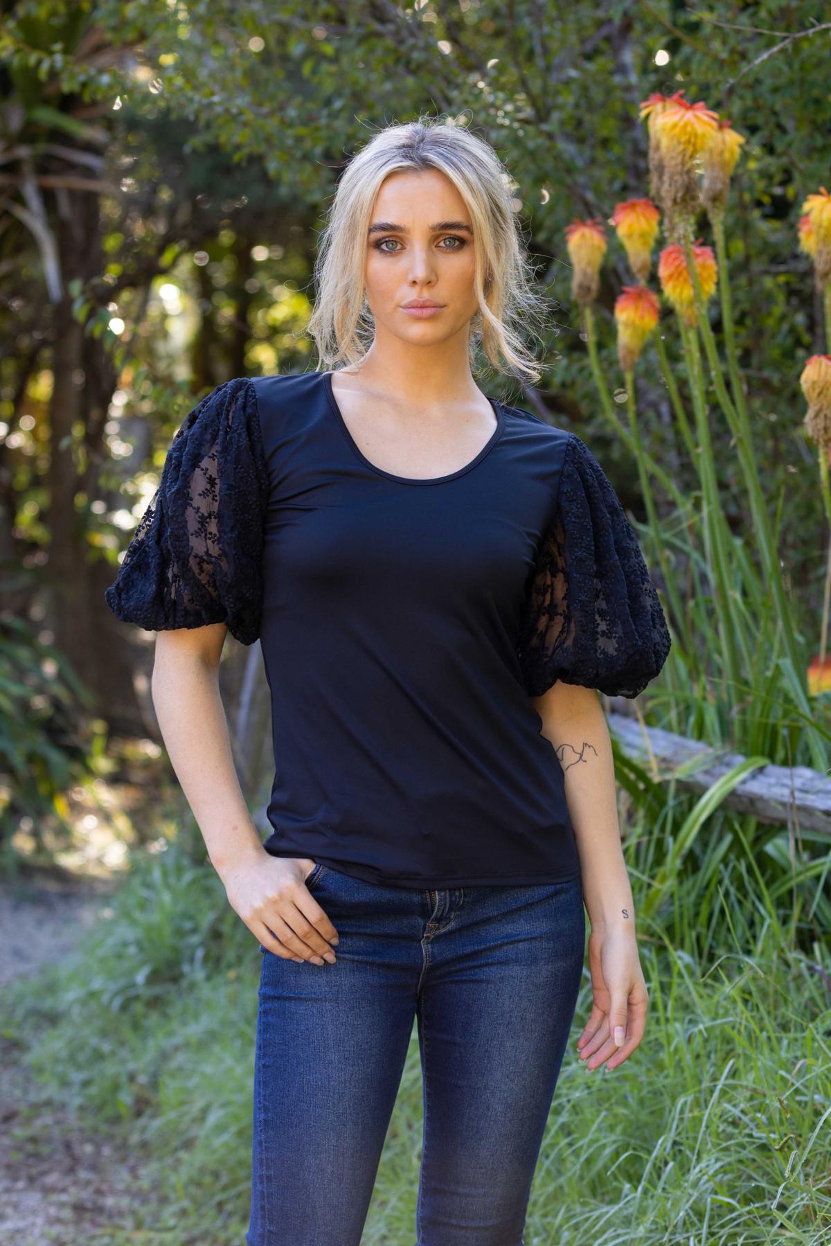 Puff Sleeve Top Black