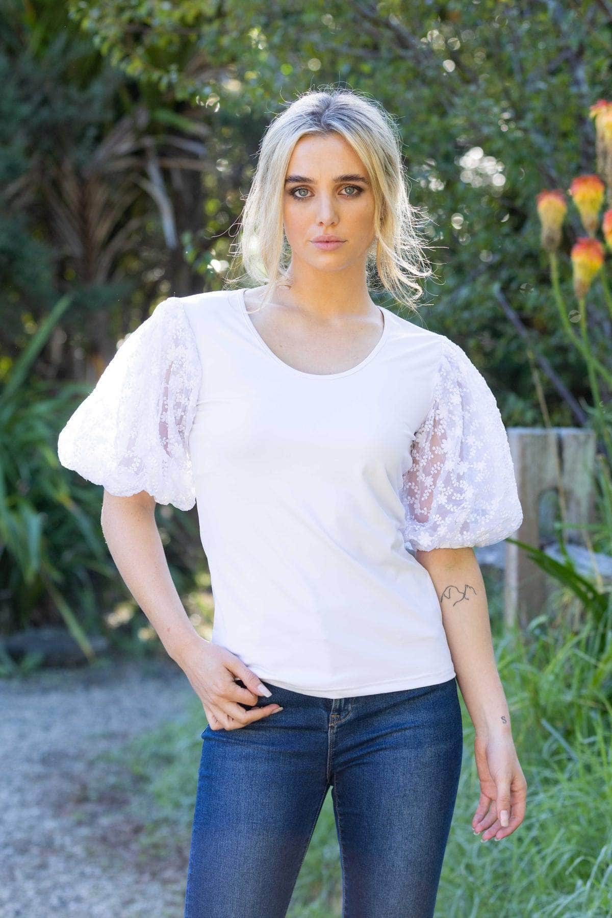 Puff Sleeve Top White