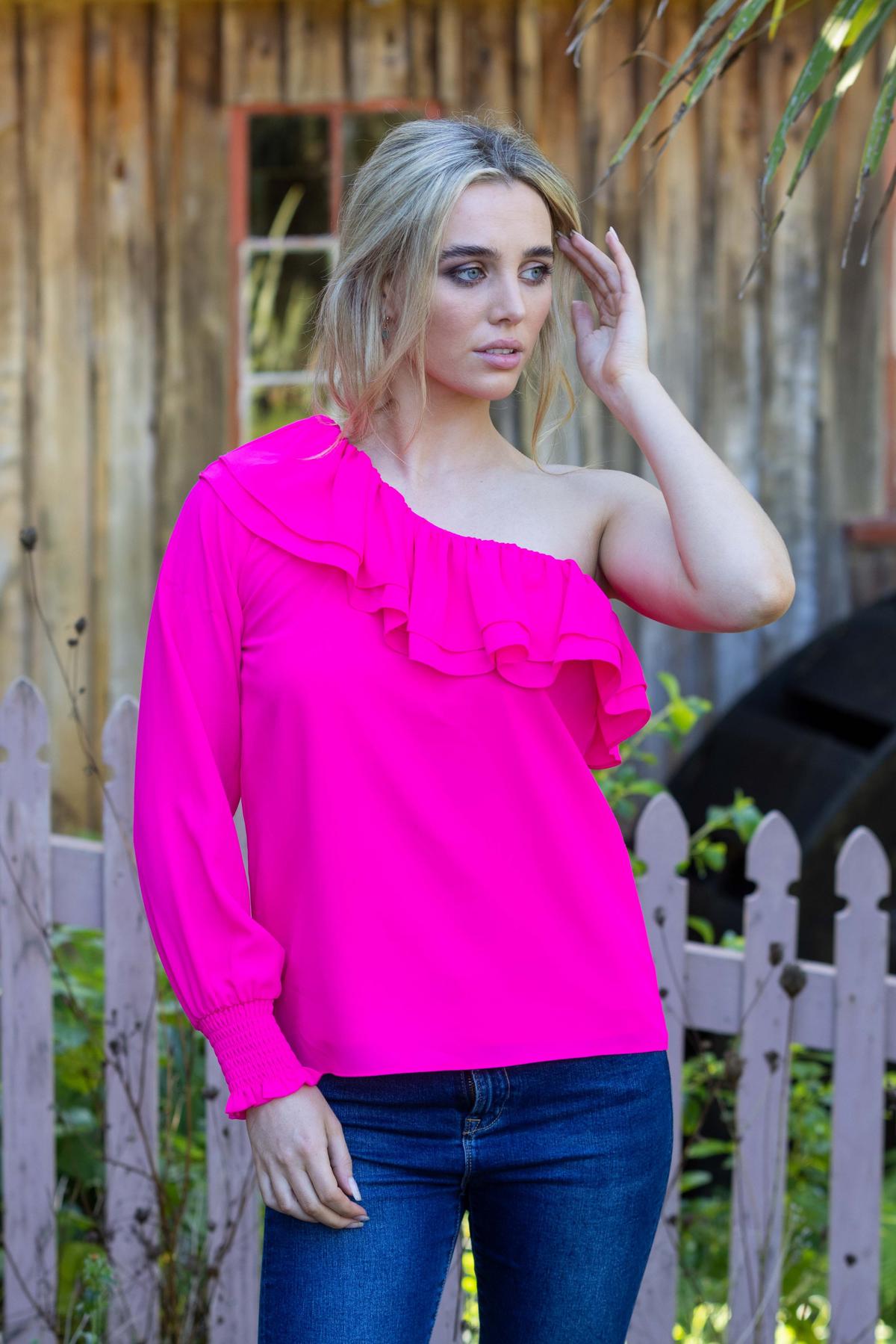 One Shoulder Top Pink