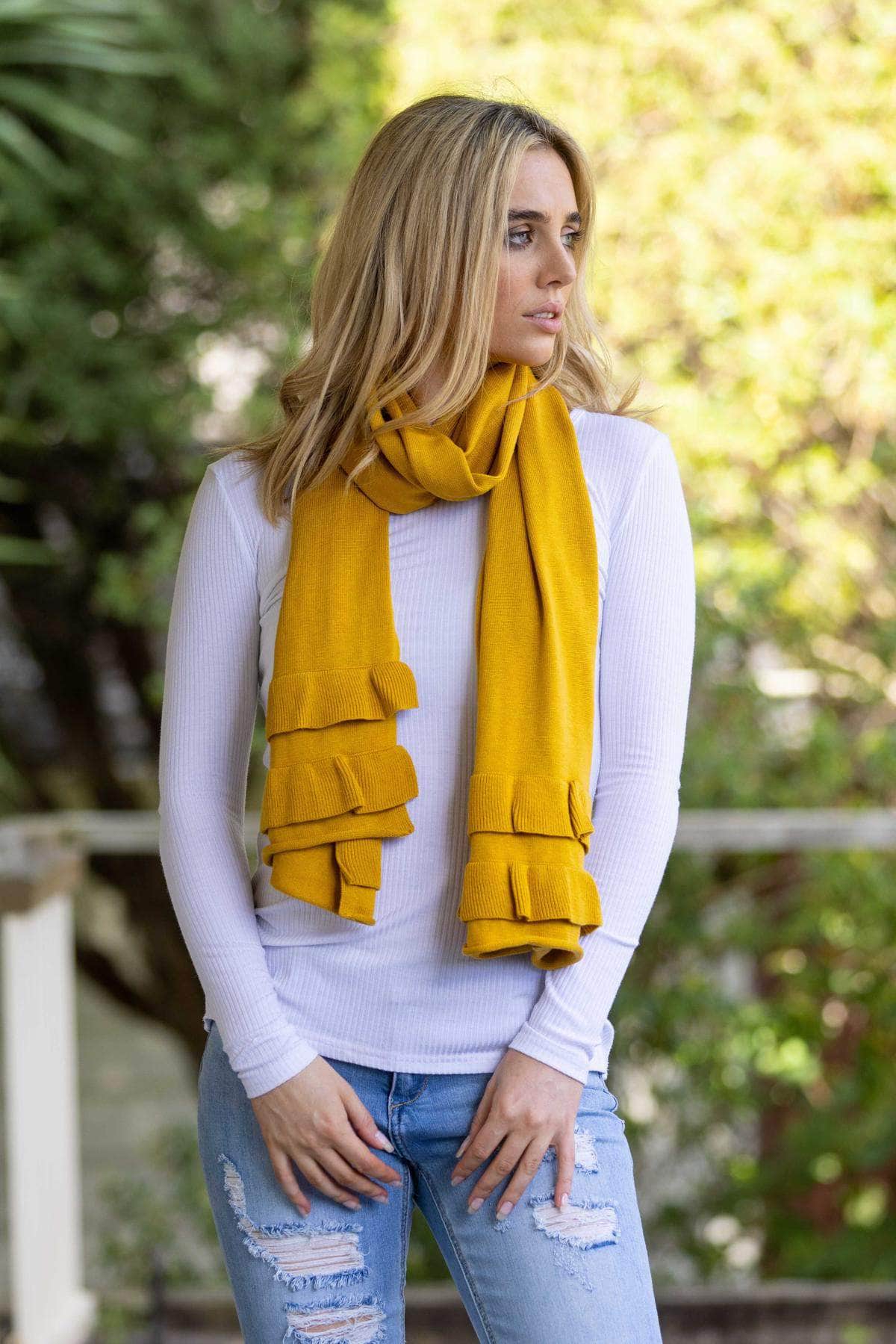 Buy Ruffle Scarf Mustard by Pretty Basic online Augustine