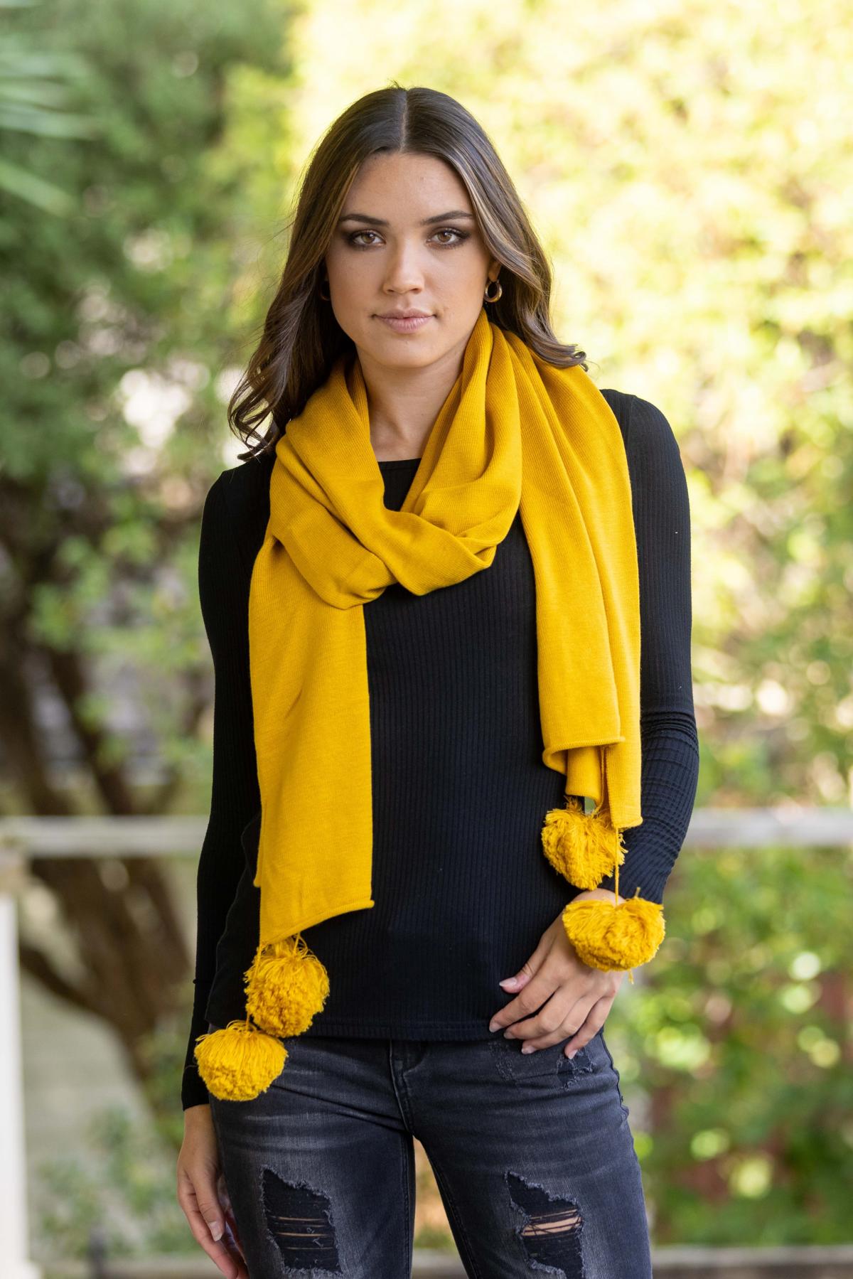 Pom Scarf Mustard