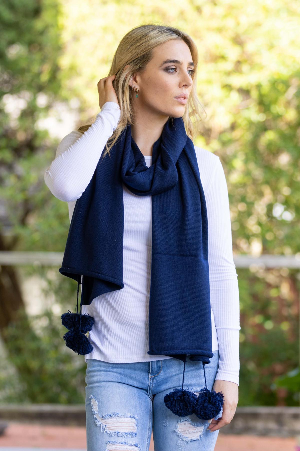 Pom Scarf Navy