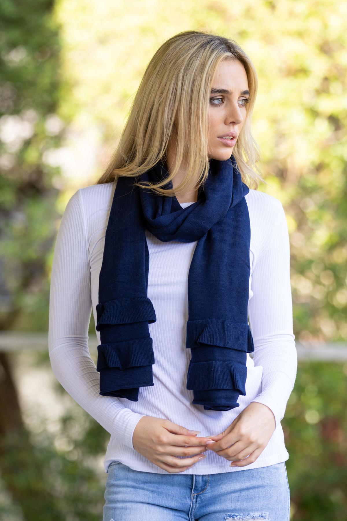 Ruffle Scarf Navy