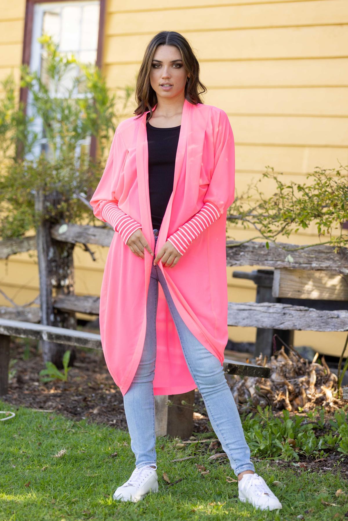 Fluro Pink Kimono Long