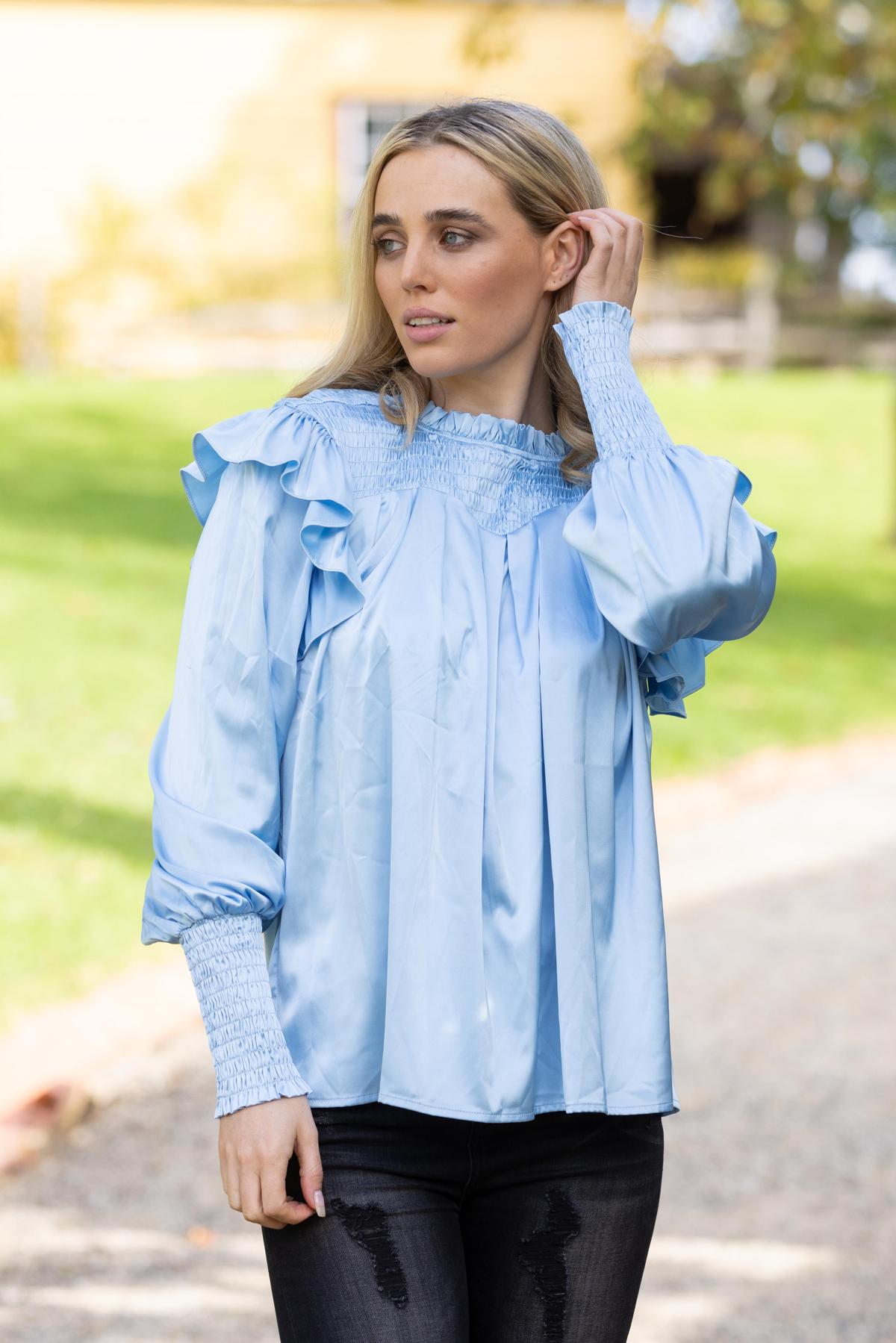 Blue Silky Blouse