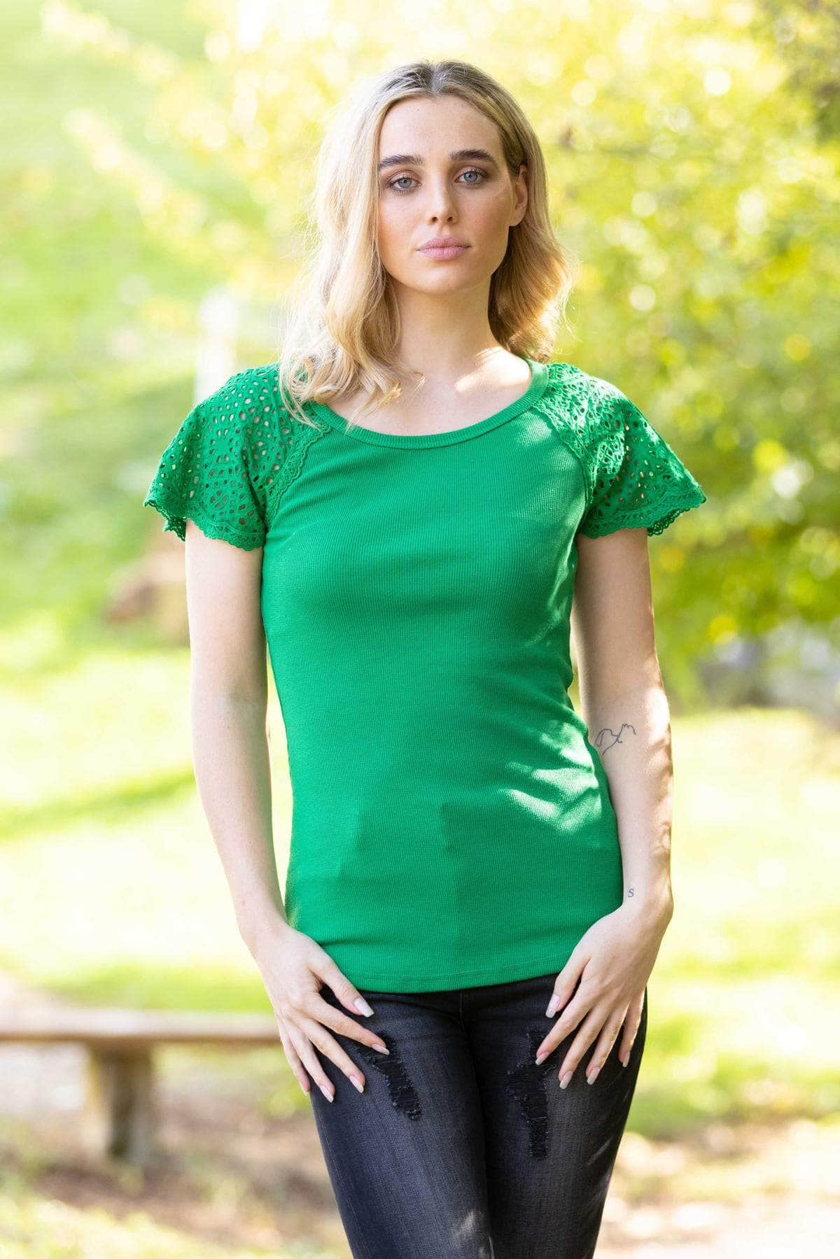 Green Ribbed Top