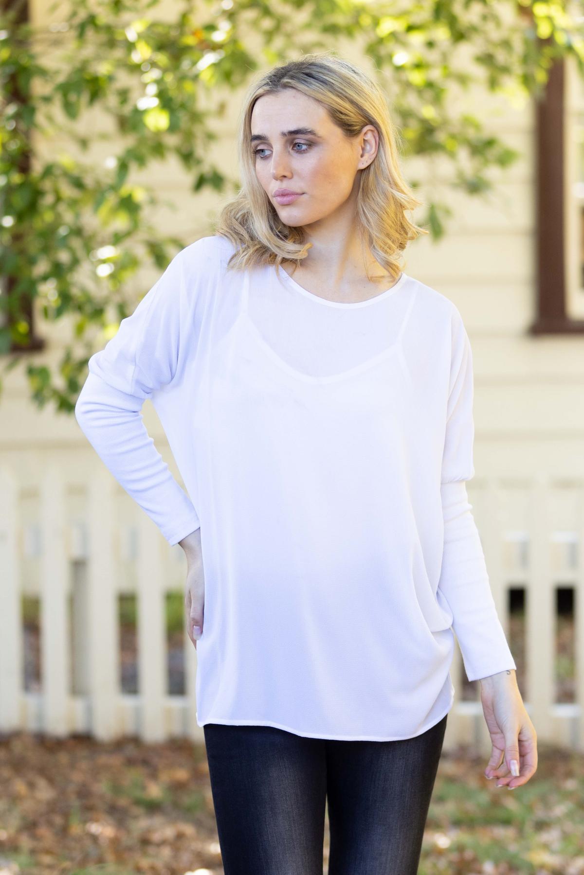 White Top Ribbed Sleeve