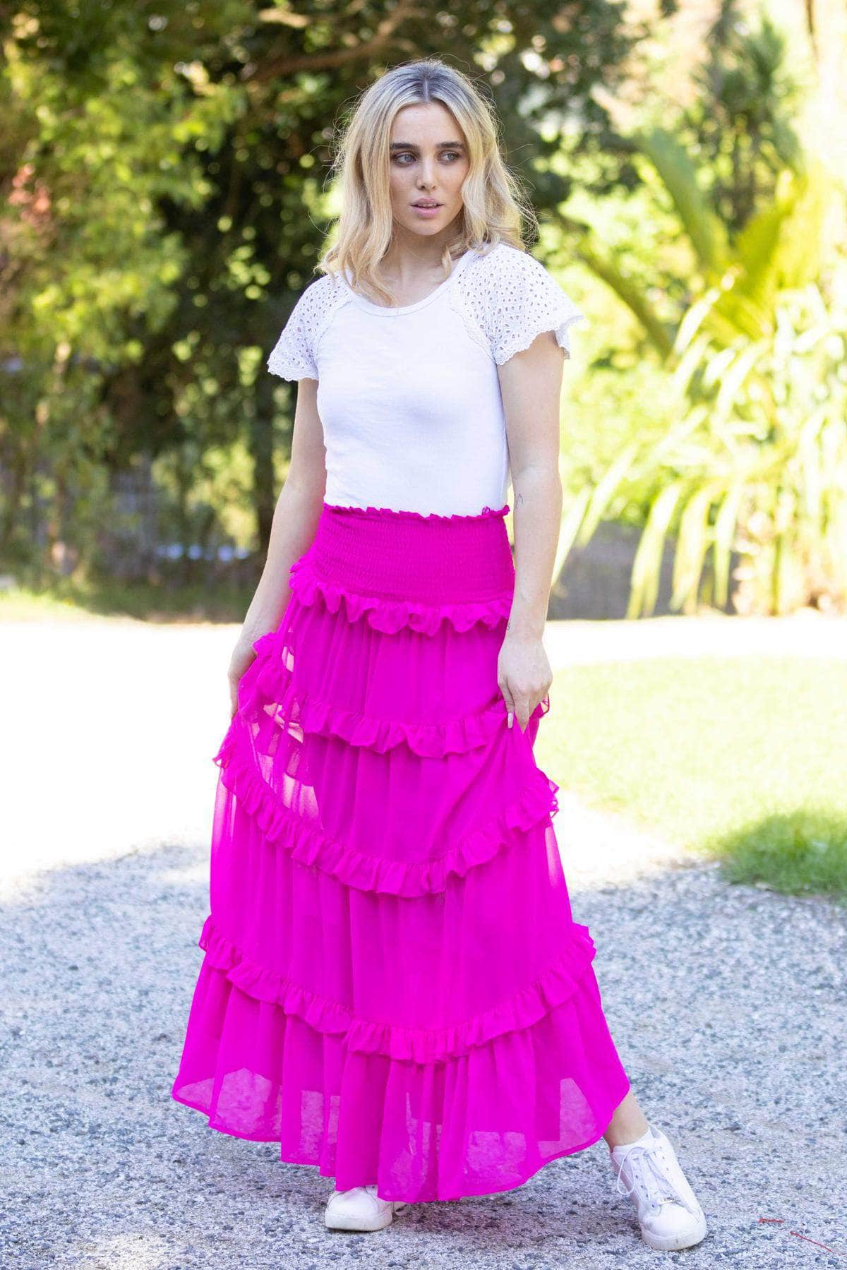 Buy Jasper Maxi Skirt Pink by Pretty Basic online Augustine