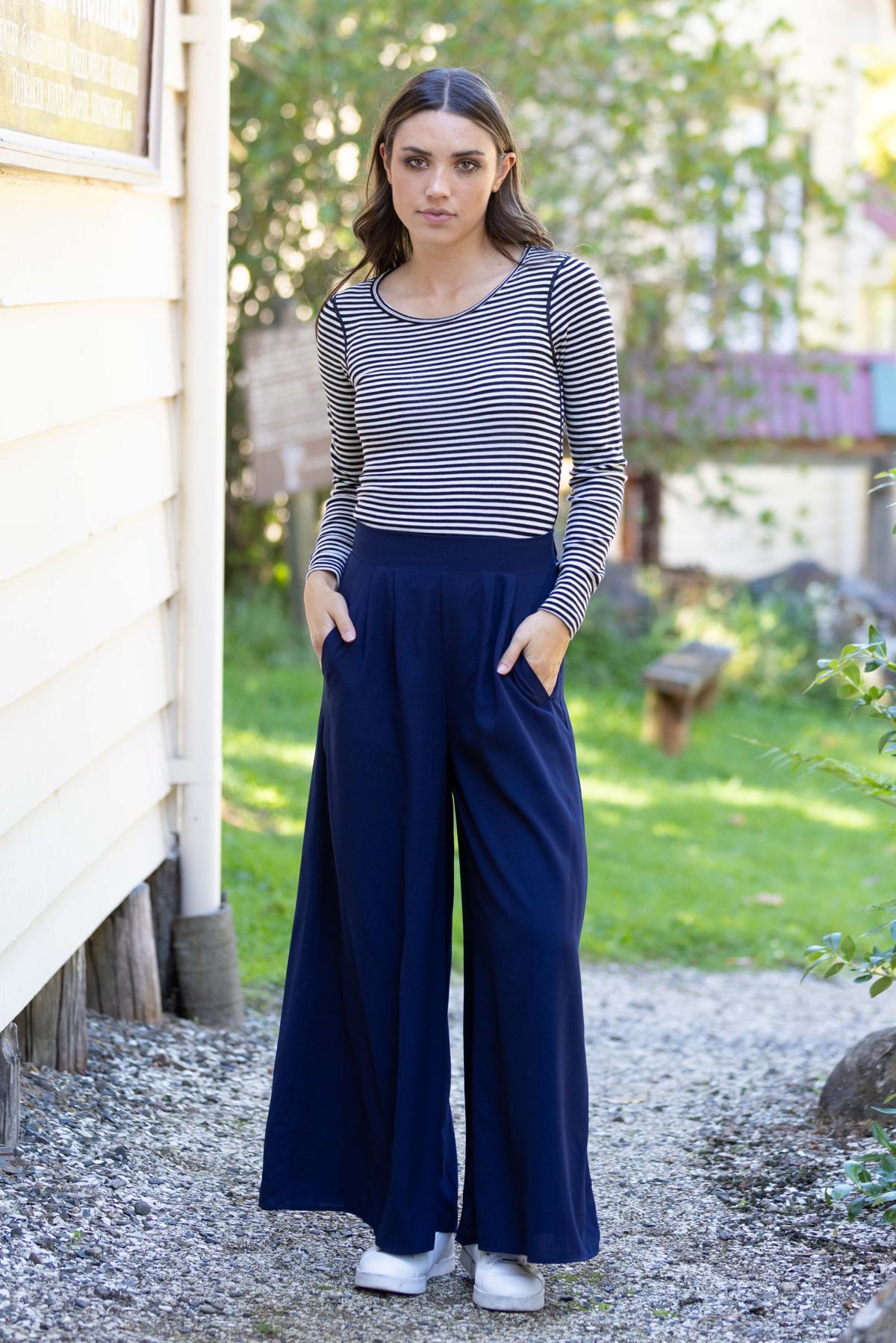 Navy Blue Palazzo Pants SHIV/ Wide Leg Trousers/ High Waisted Pants/ Pants  With Pockets - Etsy Denmark