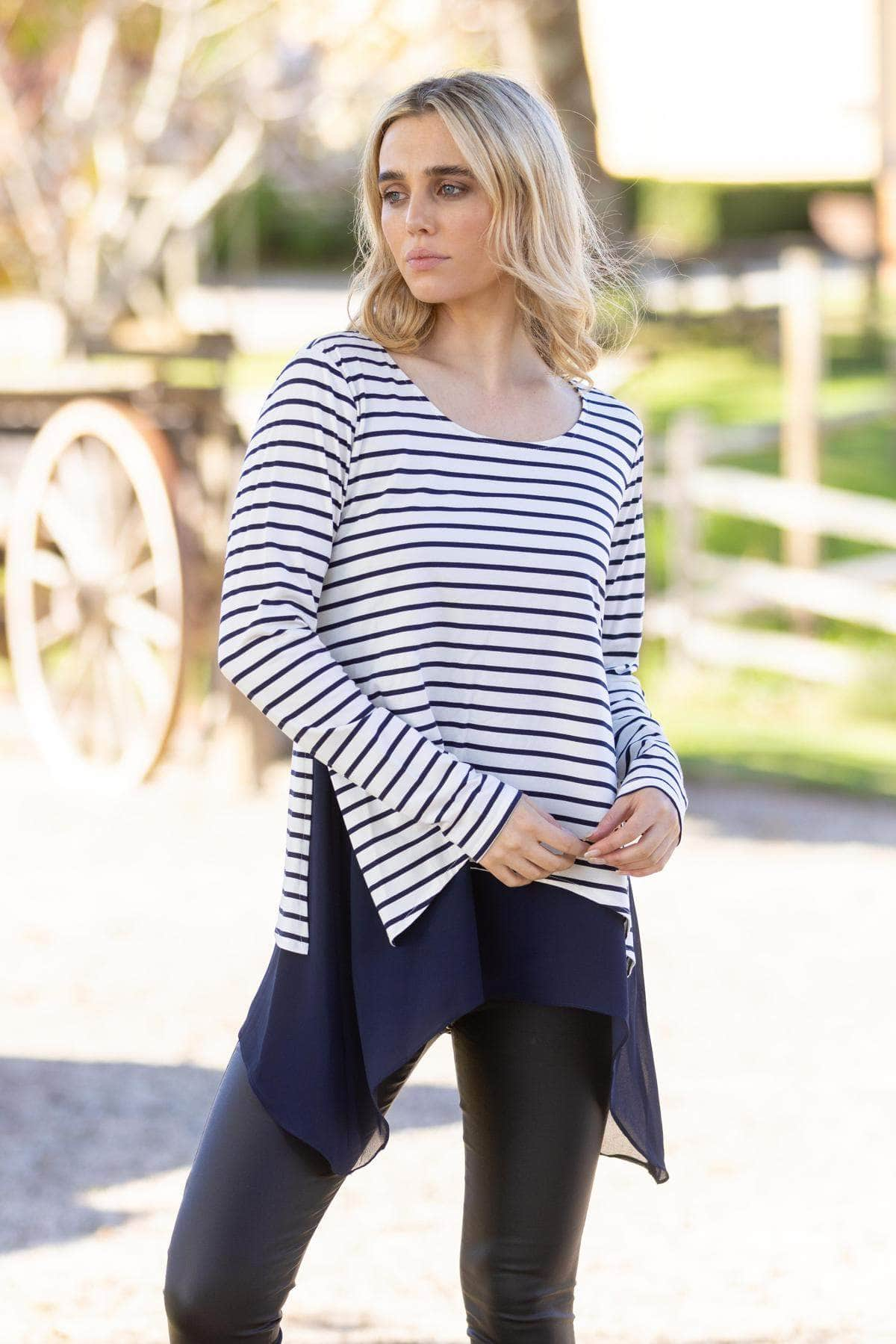 Navy/White Stripe Top