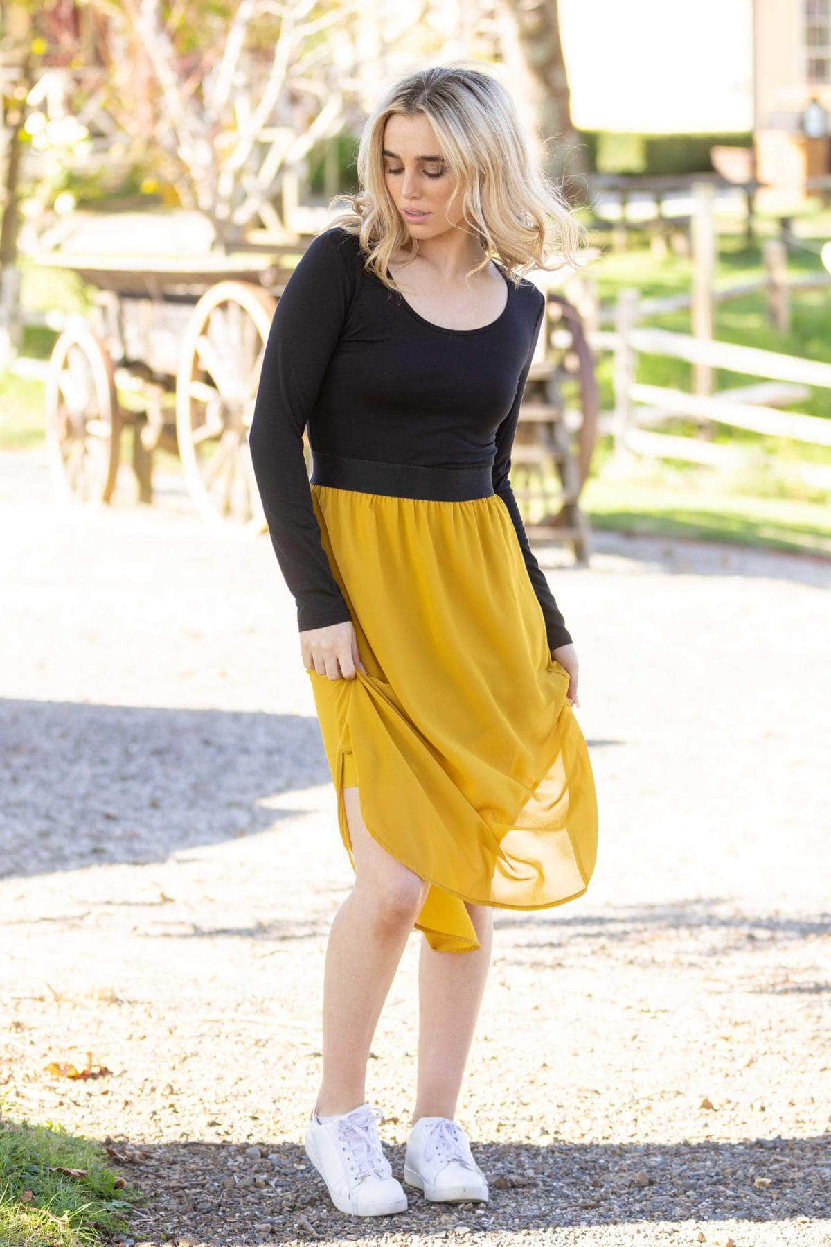 Black mustard dress best sale