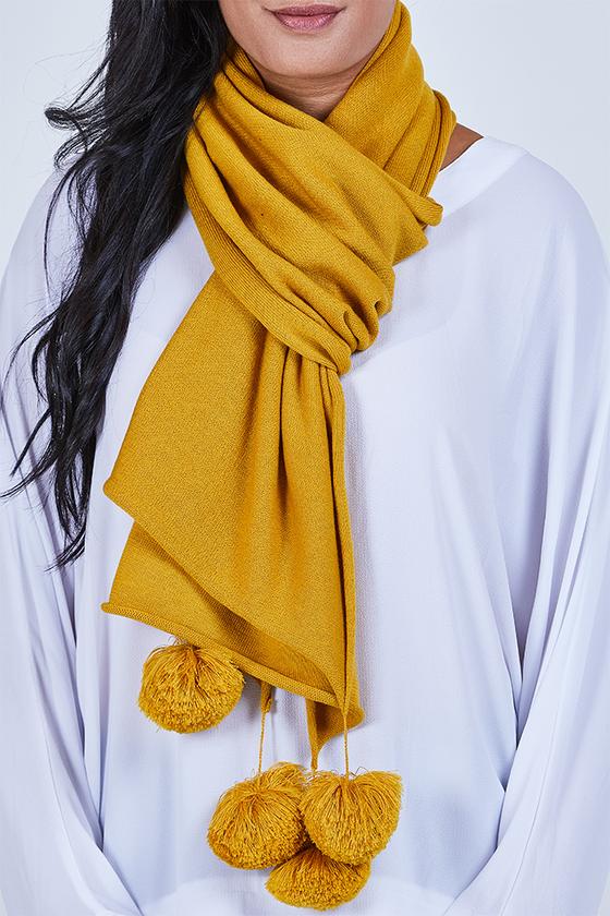 Pom Scarf Mustard