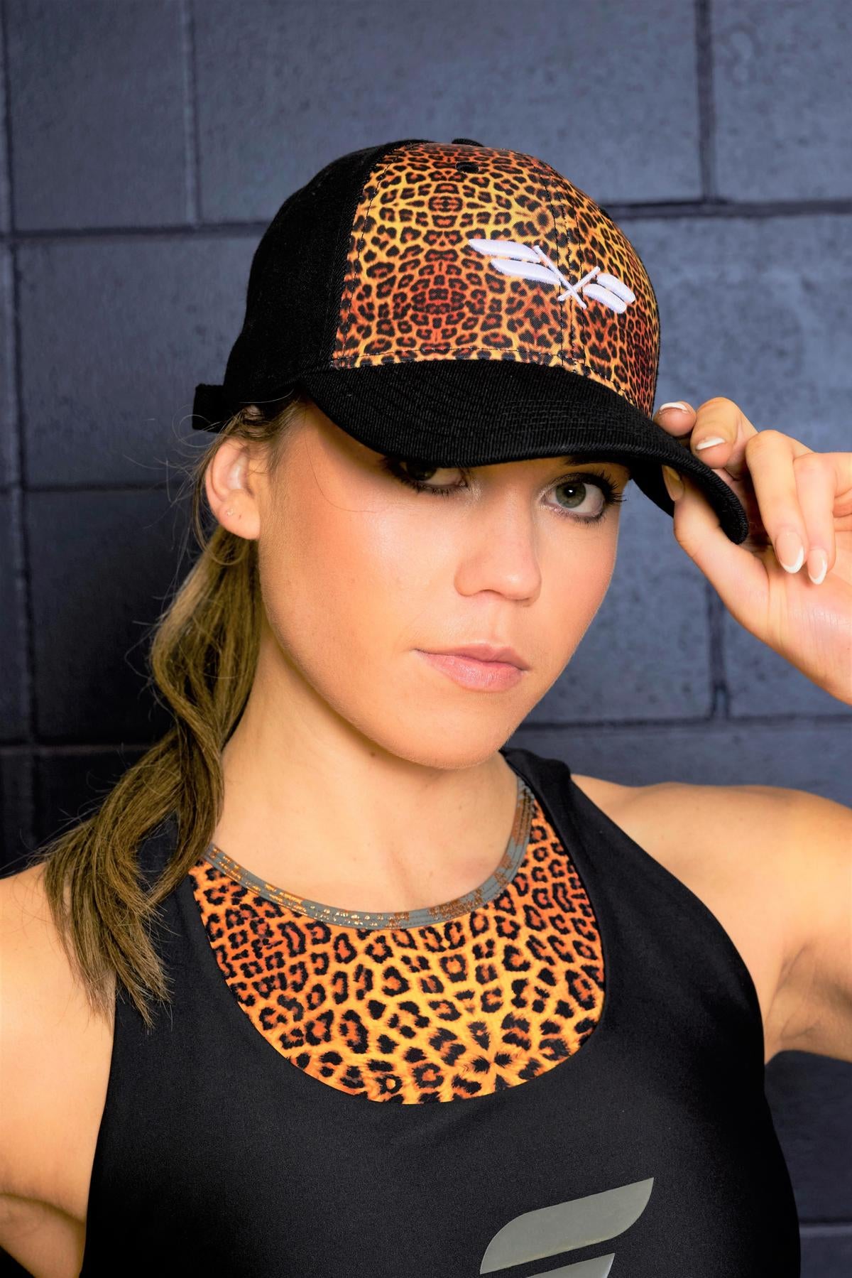 Black and leopard cap