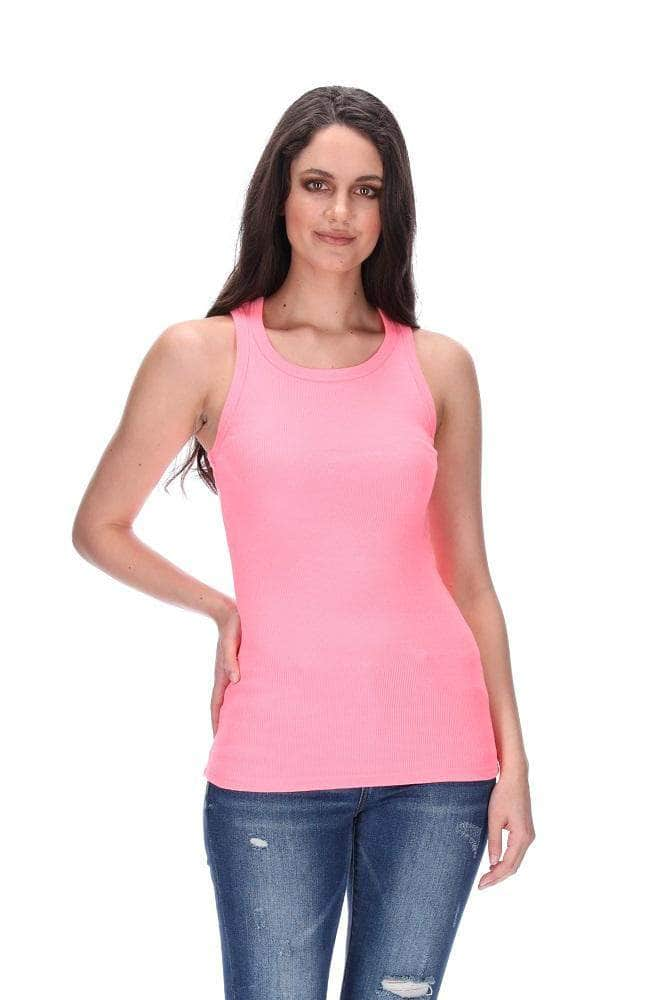 Ribbed Tank Fluro Pink