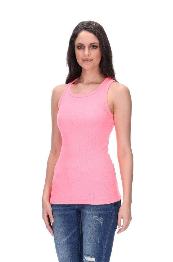 Ribbed Tank Fluro Pink