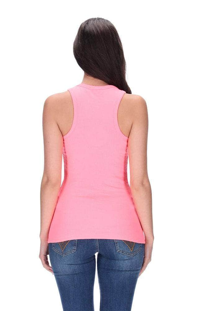 Ribbed Tank Fluro Pink