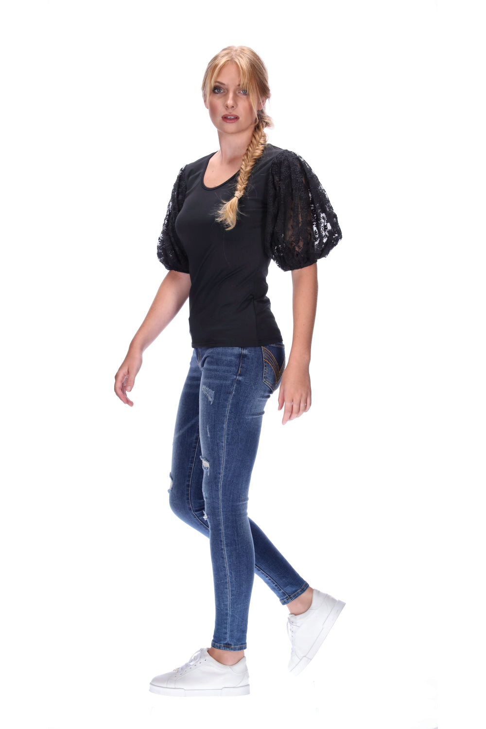 Puff Sleeve Top Black