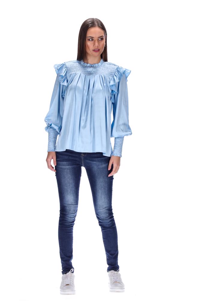 Blue Silky Blouse